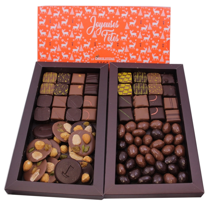 Coffret Gourmandises Chocolats, Amandines et mendiants